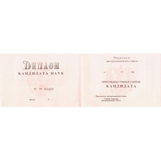 Диплом кандидата наук 1993-1999 Диплом кандидата наук 1993-1999